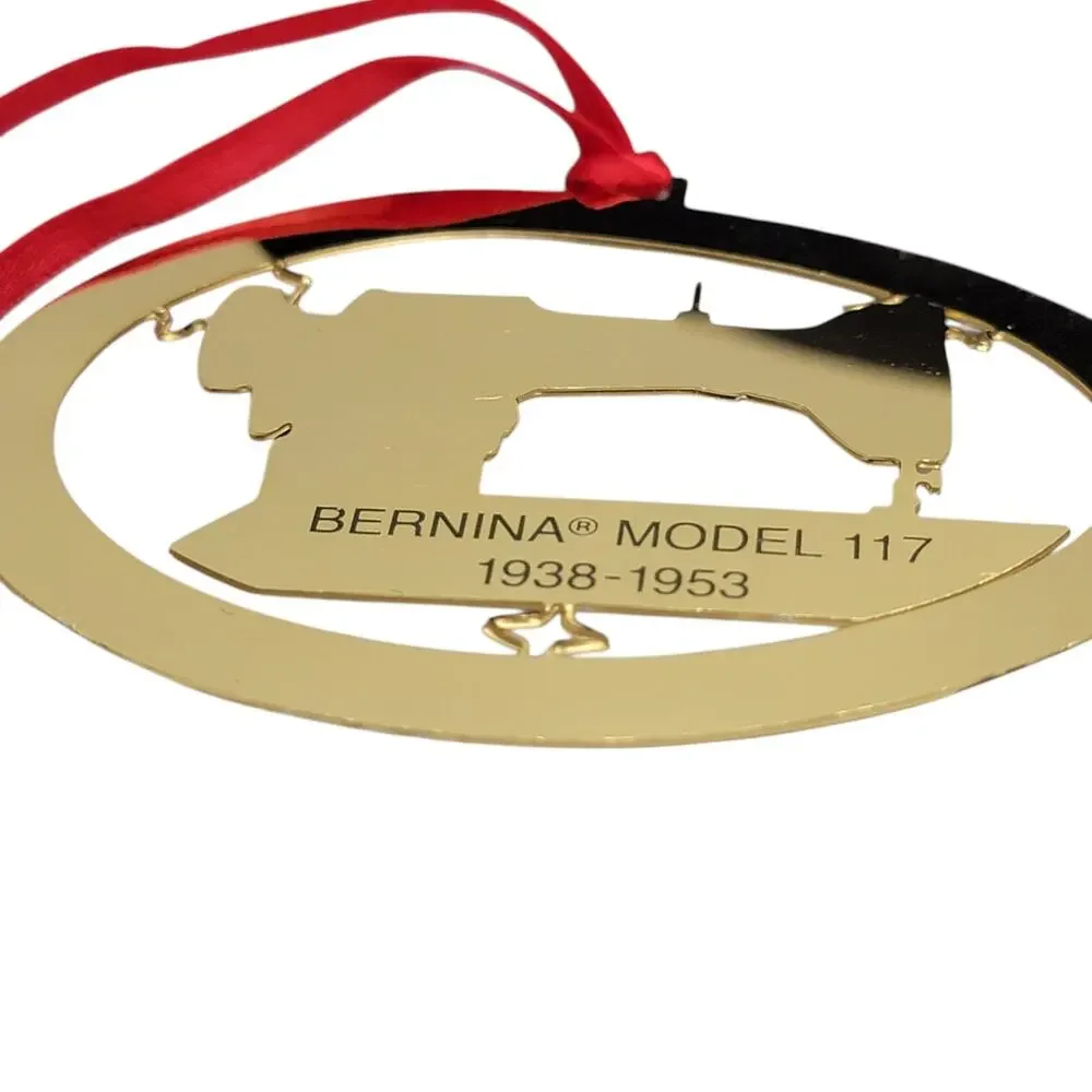 Vintage 2001 Bernina Model 117 Sewing Machine Gold Metal Christmas Ornament